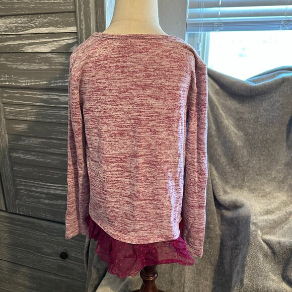 Arizona Space Dyed Sweater in Burgundy with a Tulle Hemline, Girls size 6x - Picture 2 of 3